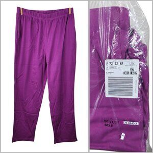 NEW Woman Within Plus 1X/2X 22/24 Knit Straight Leg Pull On Pants Stretch Pink